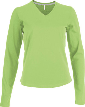 Damen V-Neck T-Shirt langarm - Reklamnepredmety