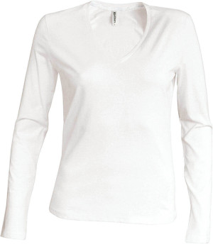 Damen V-Neck T-Shirt langarm - Reklamnepredmety
