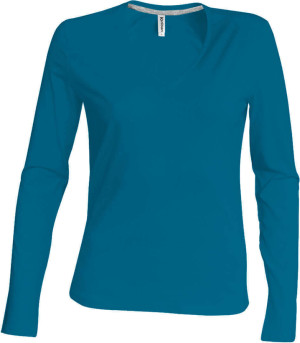 Damen V-Neck T-Shirt langarm - Reklamnepredmety