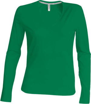 Damen V-Neck T-Shirt langarm - Reklamnepredmety