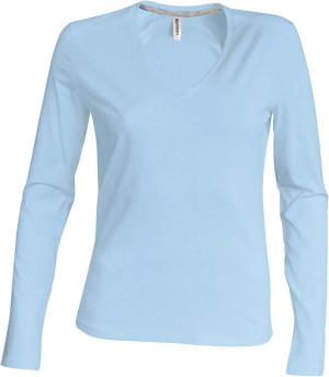 Damen V-Neck T-Shirt langarm - Reklamnepredmety
