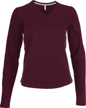 Damen V-Neck T-Shirt langarm - Reklamnepredmety