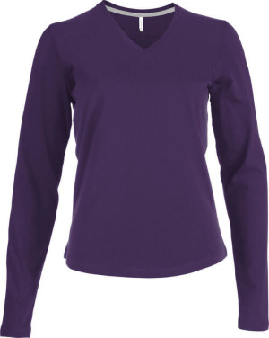 Damen V-Neck T-Shirt langarm - Reklamnepredmety