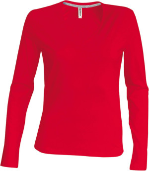 Damen V-Neck T-Shirt langarm - Reklamnepredmety