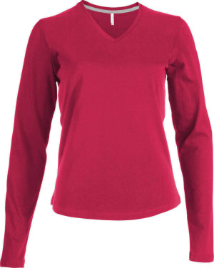 Damen V-Neck T-Shirt langarm - Reklamnepredmety