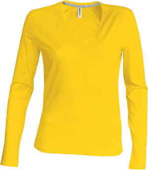 Damen V-Neck T-Shirt langarm - Reklamnepredmety