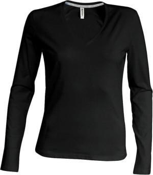 Damen V-Neck T-Shirt langarm - Reklamnepredmety