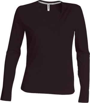 Damen V-Neck T-Shirt langarm - Reklamnepredmety
