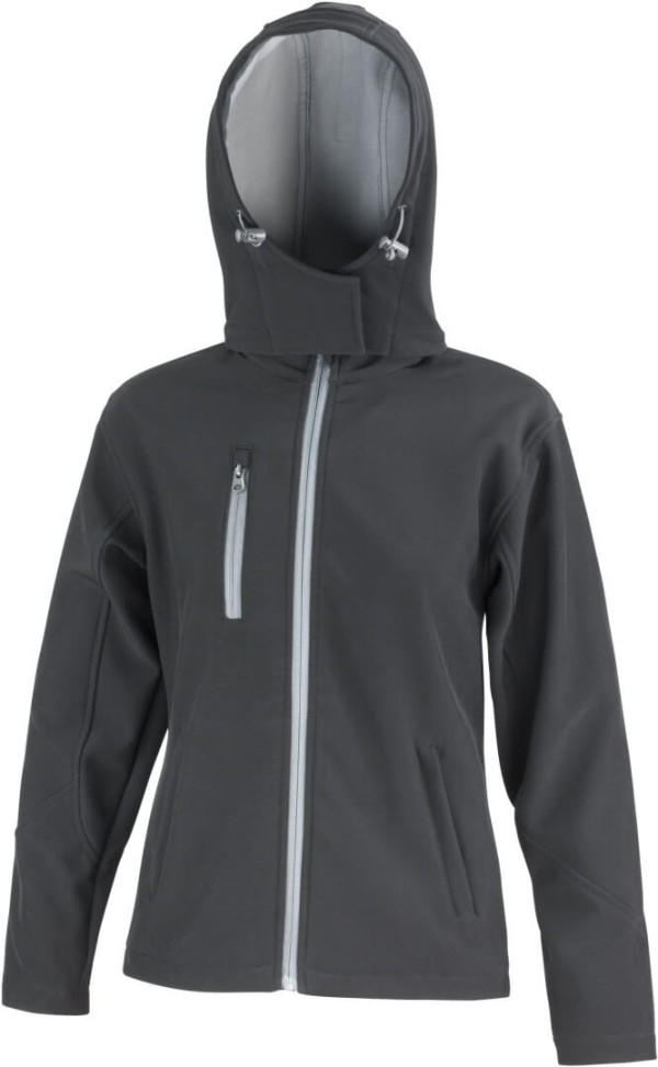Damen 3-Lagen Softshell Kapuzen Jacke