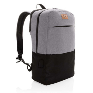 Moderner 15.6" USB & RFID Laptop-Rucksack PVC-frei, schwarz - Reklamnepredmety