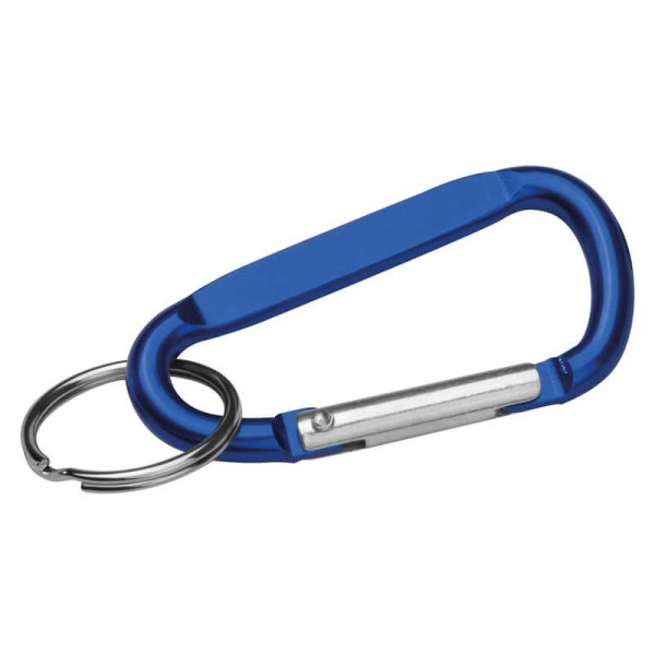Farbiger Karabiner mit Metallring.