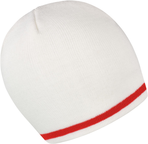 Strickmütze mit Kontraststreifen