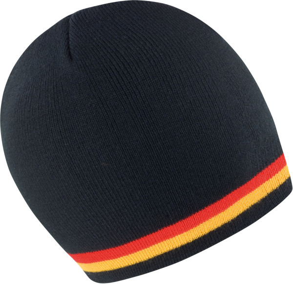 Strickmütze mit Kontraststreifen