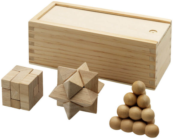 Brainiac Denksportspiel aus Holz, 3-teilig