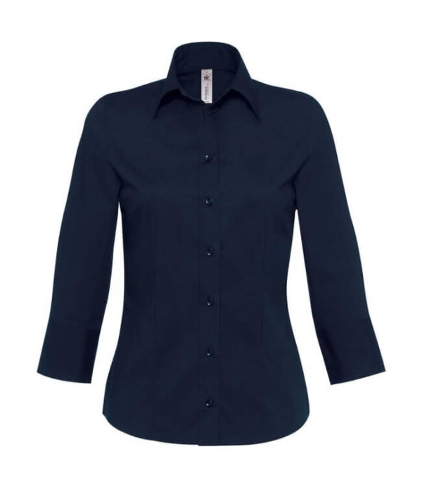 Popelin Bluse mit 3/4 Ärmeln - SW520