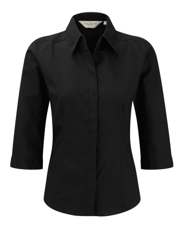 Popelin Bluse mit 3/4 Arm